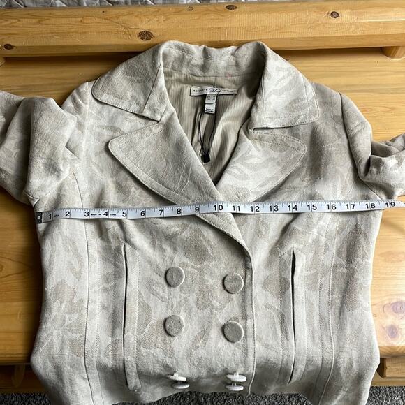 Mango Exclusive Edition floral linen blend double breasted blazer women’s XL - Picture 11 of 15